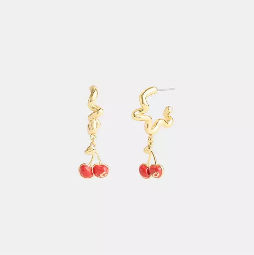 Coach Cherry Wavy Huggie Earrings